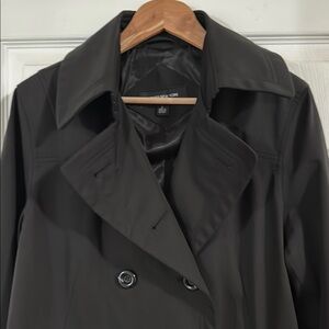 Jones‎ New York Black Double-Breasted Trench Coat, Size L